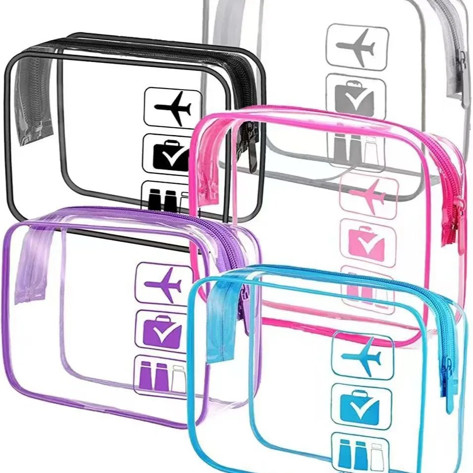 Hot Selling Transparent Zipper Storage Bag for Vacation Business Travel Airport Portable Outdoor Bathroom Makeup Bag