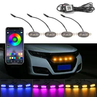 Iluminación Led para parrilla delantera de coche, luz de circulación diurna Universal, Control por aplicación RGB, luz de advertencia de rejilla Central, accesorios exteriores