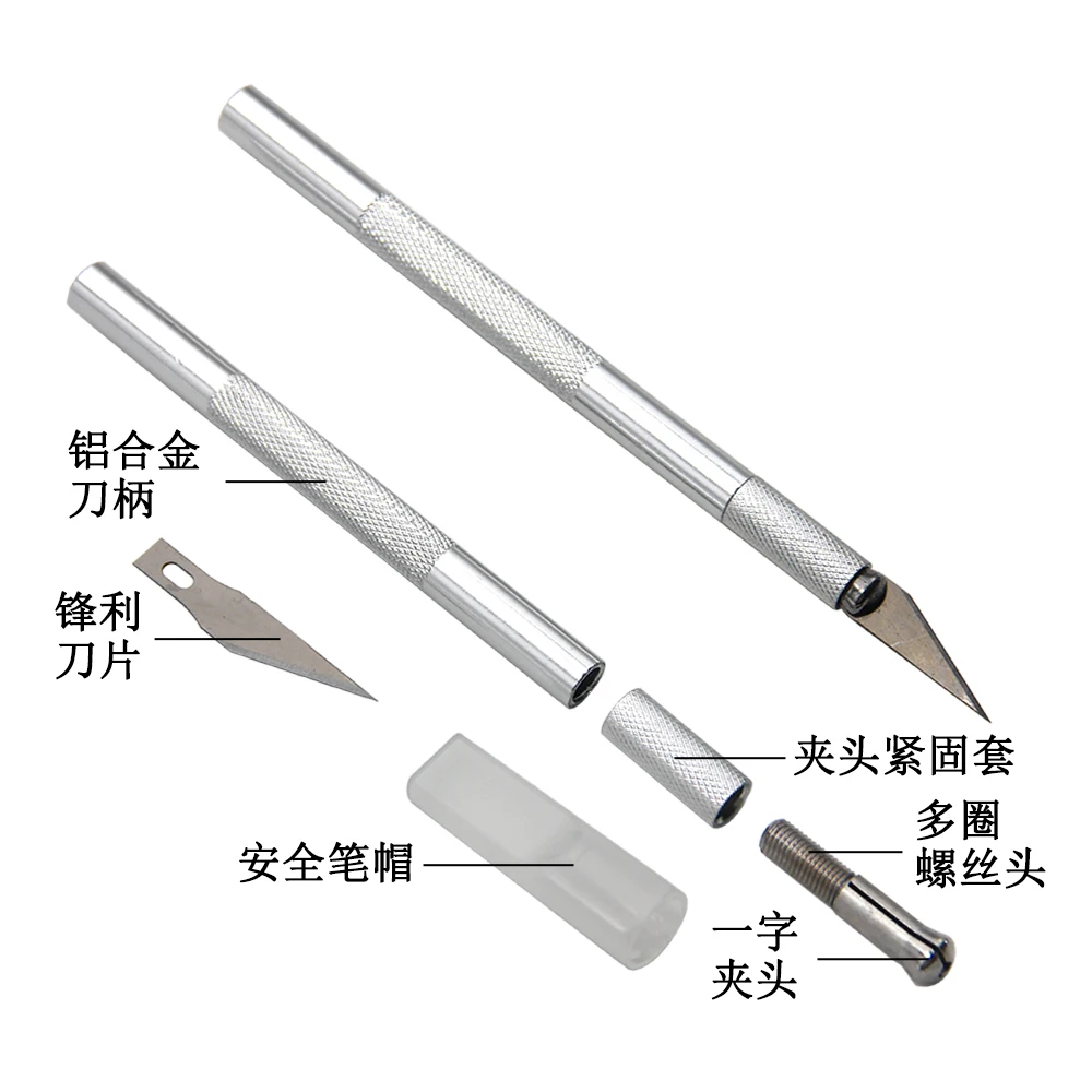 Silver metal carving knife DIY sculpture model making aluminum rod art knife wood carving blade hand tool set