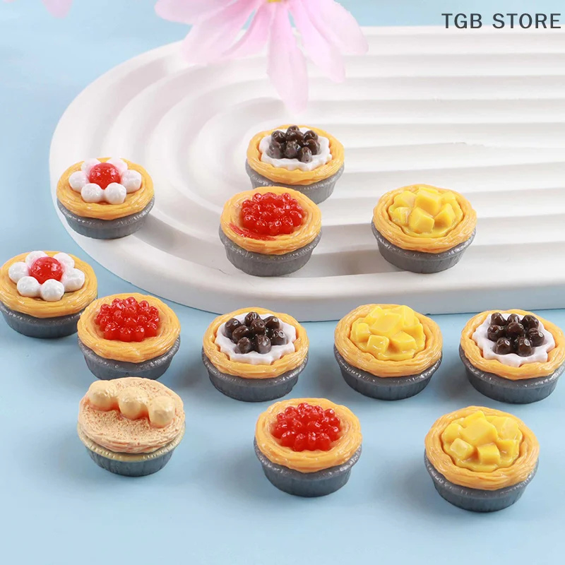 5Pcs 1/12 Simulation Egg Tart Mini Dessert Model Dolls House Food Decor Accessories