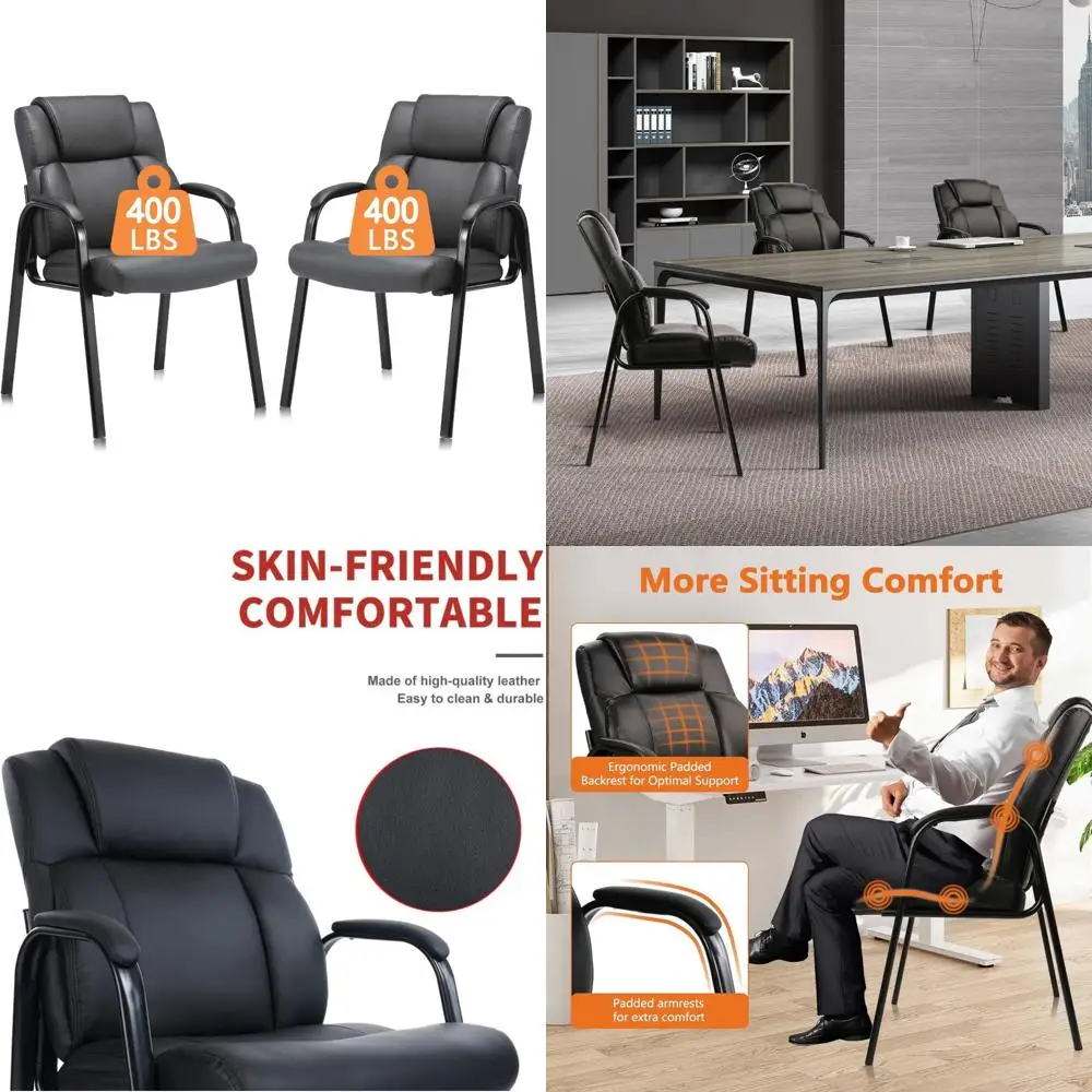 كرسي ضيوف بمسند ذراع مبطن قوي، كرسي استقبال مكتب جلدي عالي السعة للمؤتمرات #1