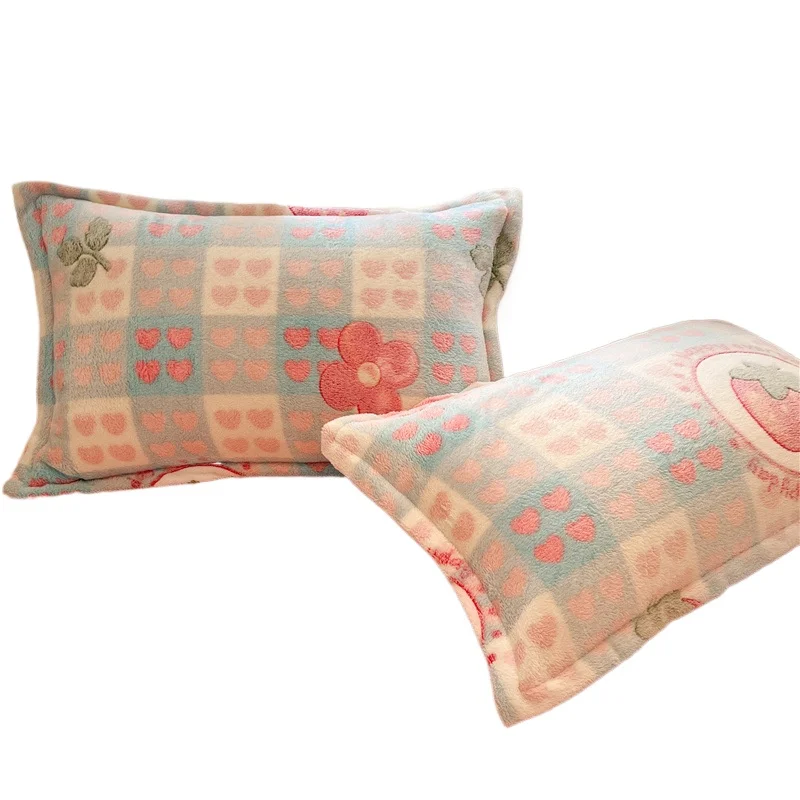 Snowflake fleece cartoon pillowcase milk fleece single pillowcase 48x74cm, double pair