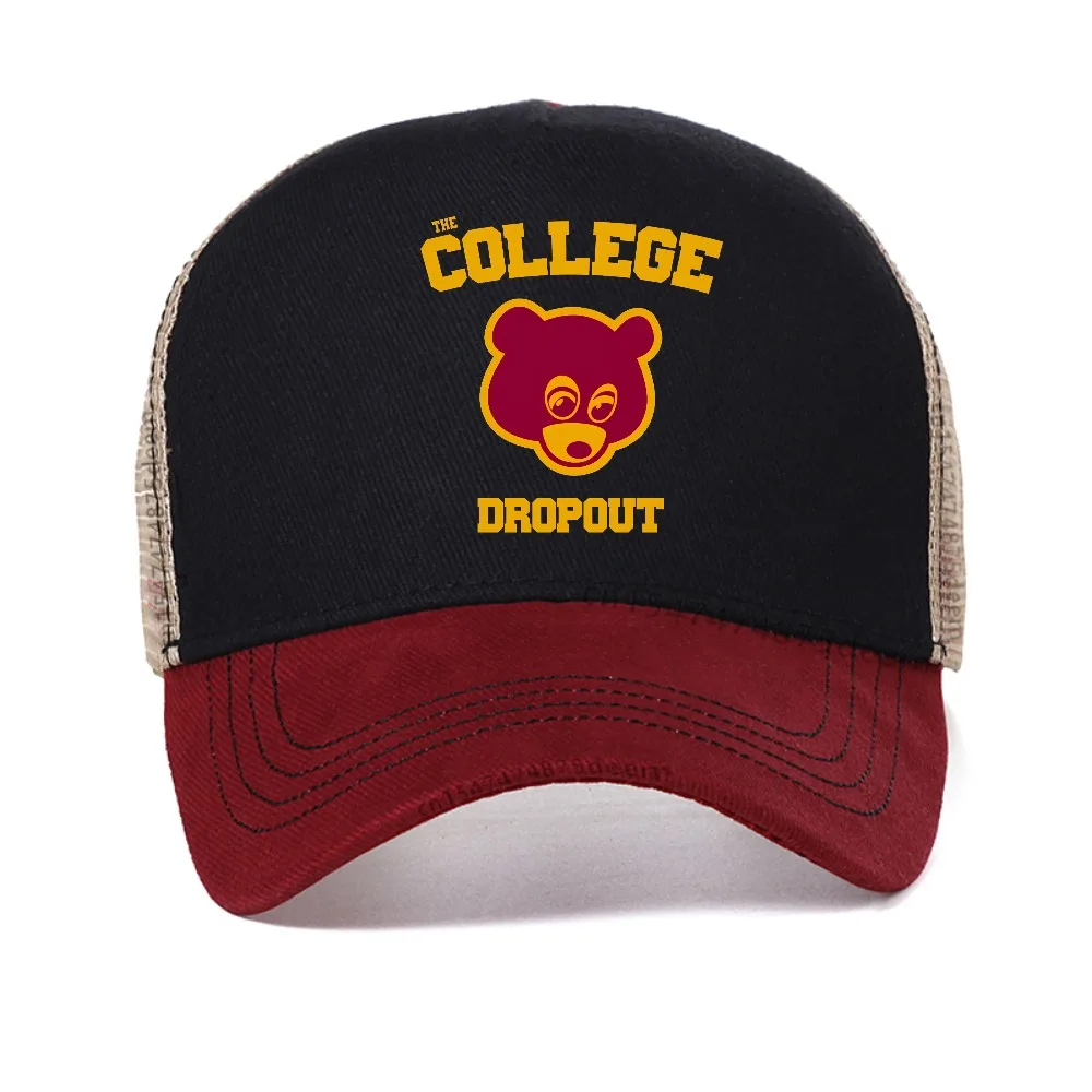 

The College Dropout print mesh baseball cap Fashion casual Vintage Style sun hat summer adjustable Cool Snapback hats