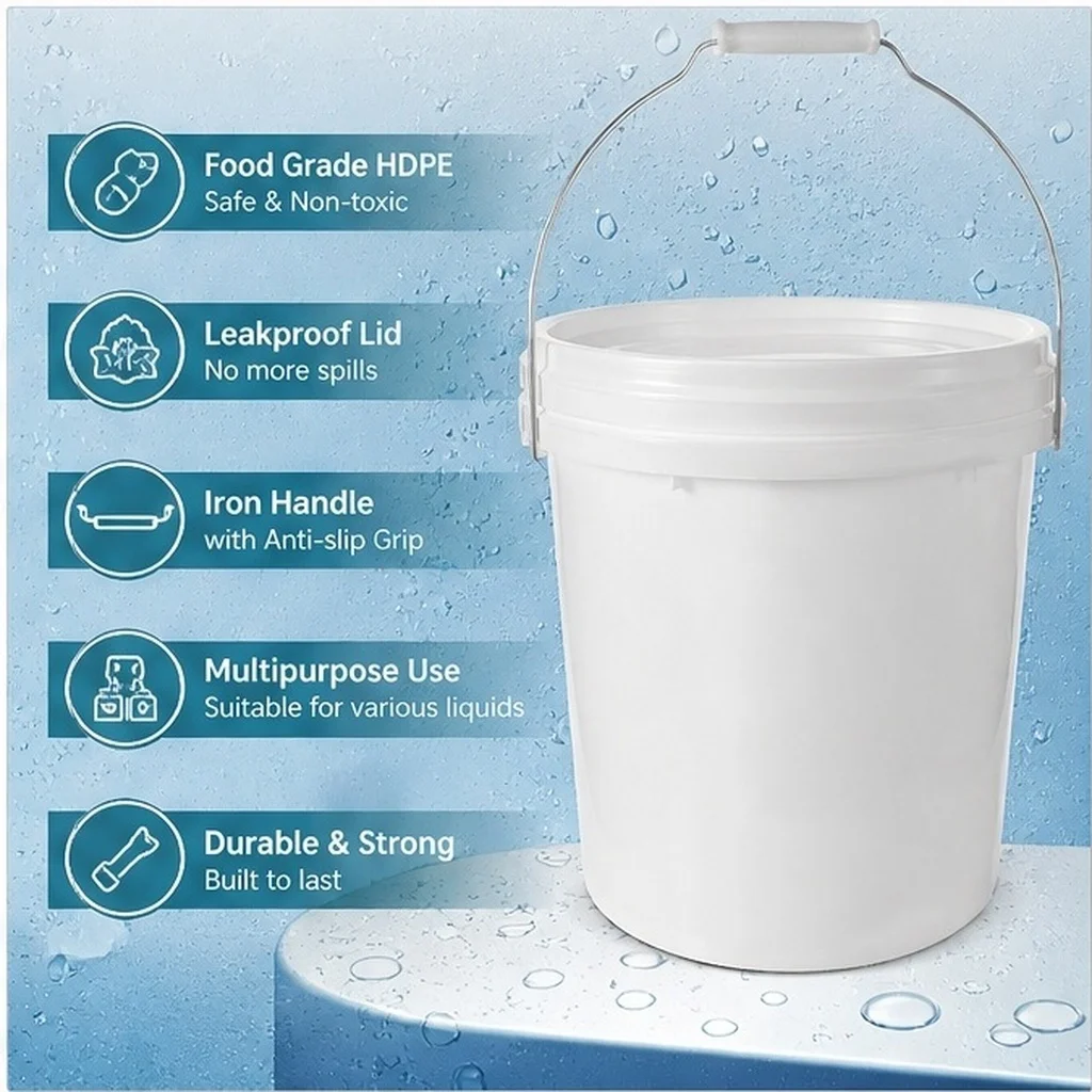 10L Round Painting Bucket Sturdy Airtight Paint Container Hand-Held Multi-Purpose Color Mixing Storage Bucket Pigment Container