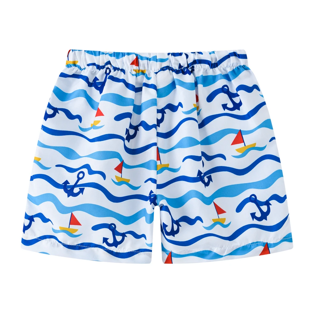 Cool Sailboat & Anchor Print Shorts: Perfect for Kids\' Summer Vacation at the Beach!