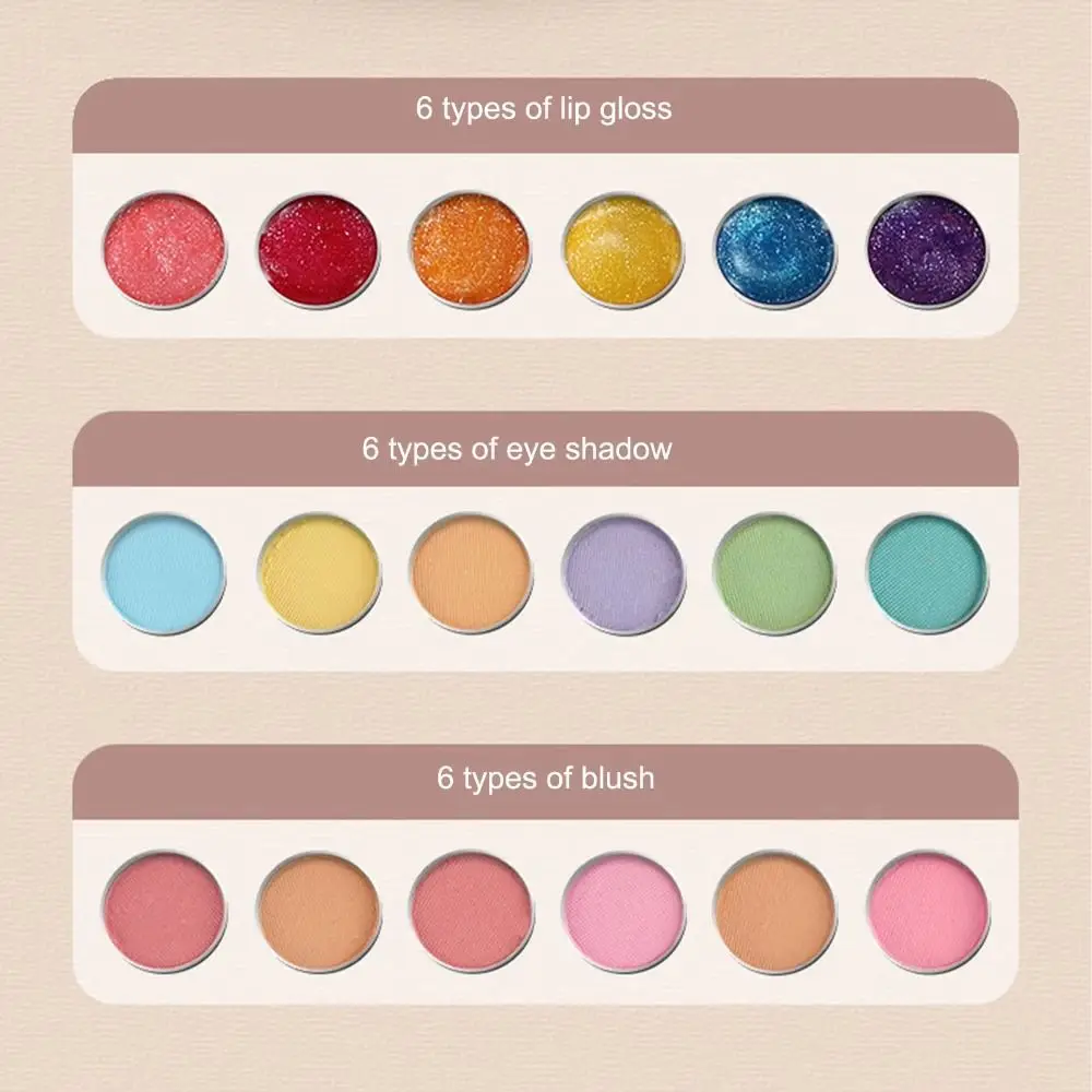 ألعاب مكياج للأطفال أحمر الشفاه، صندوق مكياج لظلال العيون، مجموعة مستحضرات تجميل للأطفال، هدية عيد ميلاد آمنة، لعبة مكياج الأميرة