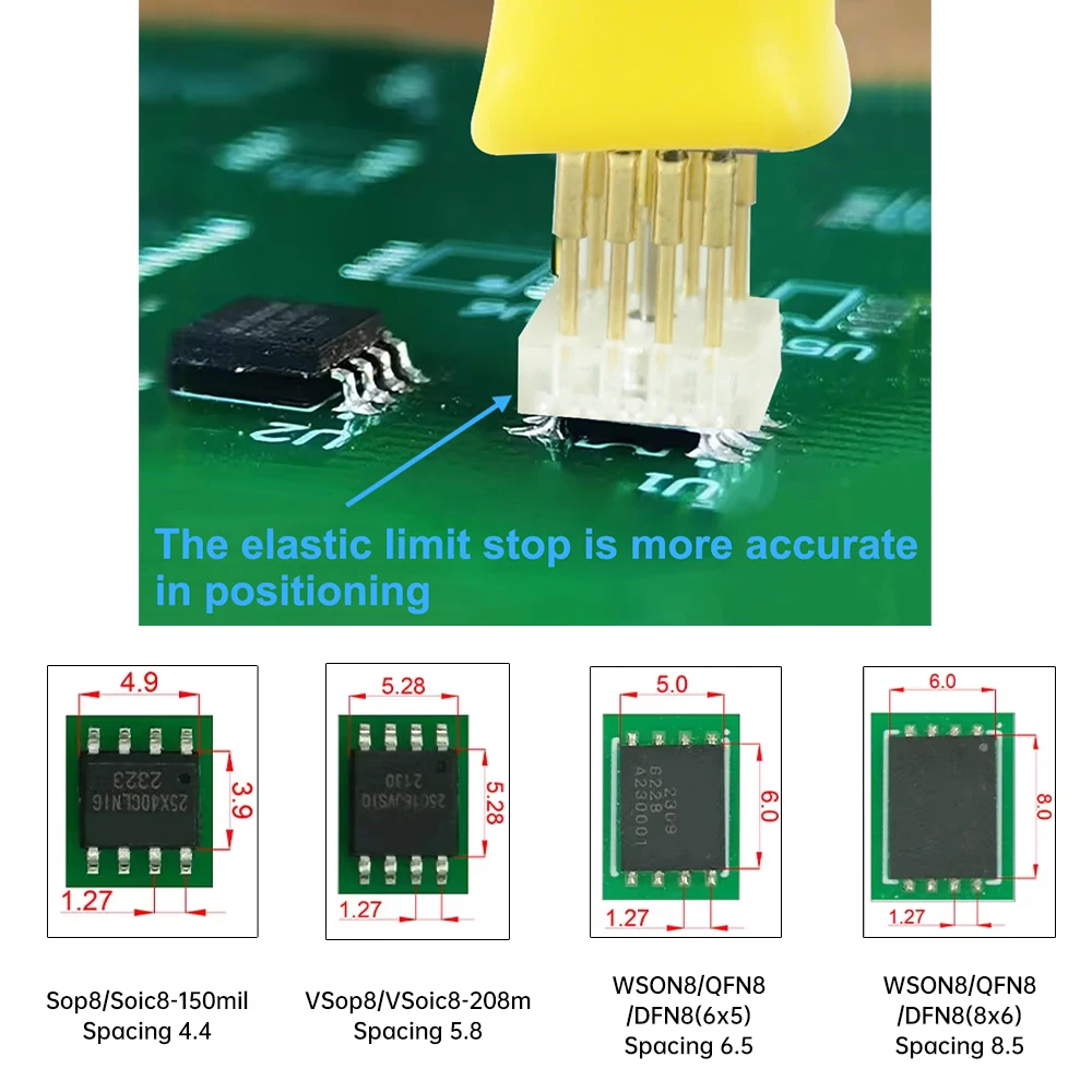 DFN8 QFN8 WSON8 to dip8 Chip EEPROM 93CXX/25CXX/24CXX circuit programming 6x8 6X5 programmer adapter Test Probe  TL866 RT809F