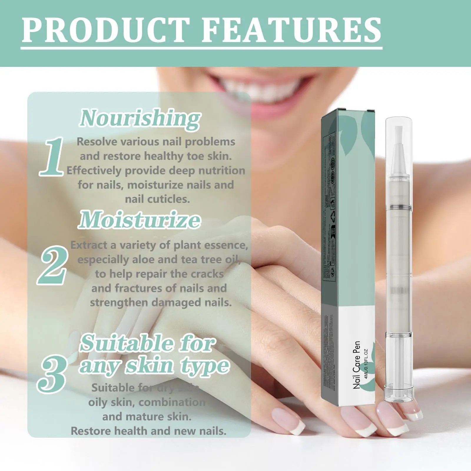 قلم العناية بالأظافر أظافر أظافر زيت شجرة الشاي للأظافر إصلاح البشرة علاج الأظافر تغذية الأظافر فيتامين E الألوة قلم أظافر