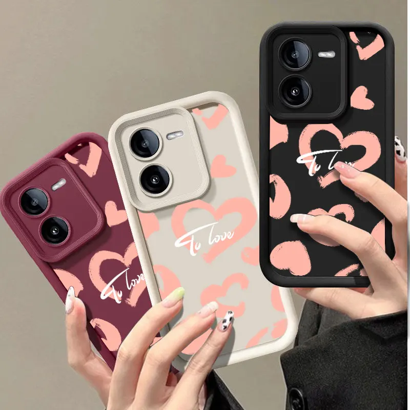 Love Heart Fashine Case For VIVO Y02 Y03 Y15S Y16 Y17 Y17S Y21 Y22S Y27 Y35 Y36 Y72 Y75 Y76 Y77 Y78 Y100 5G Soft Cover Shell