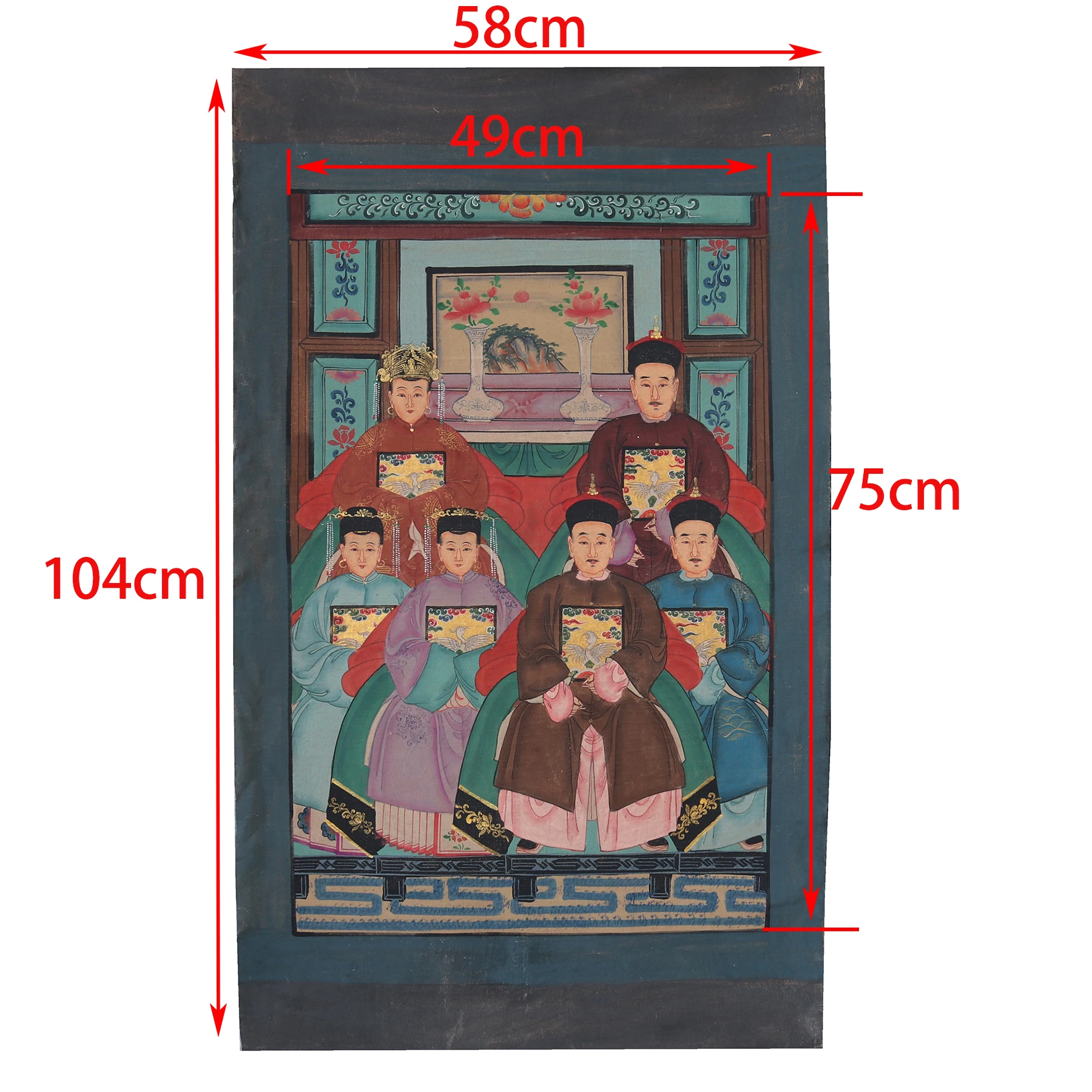 Hand Painted Ancestor Painting on Canvas Fabric, Chinese Portrait Painting