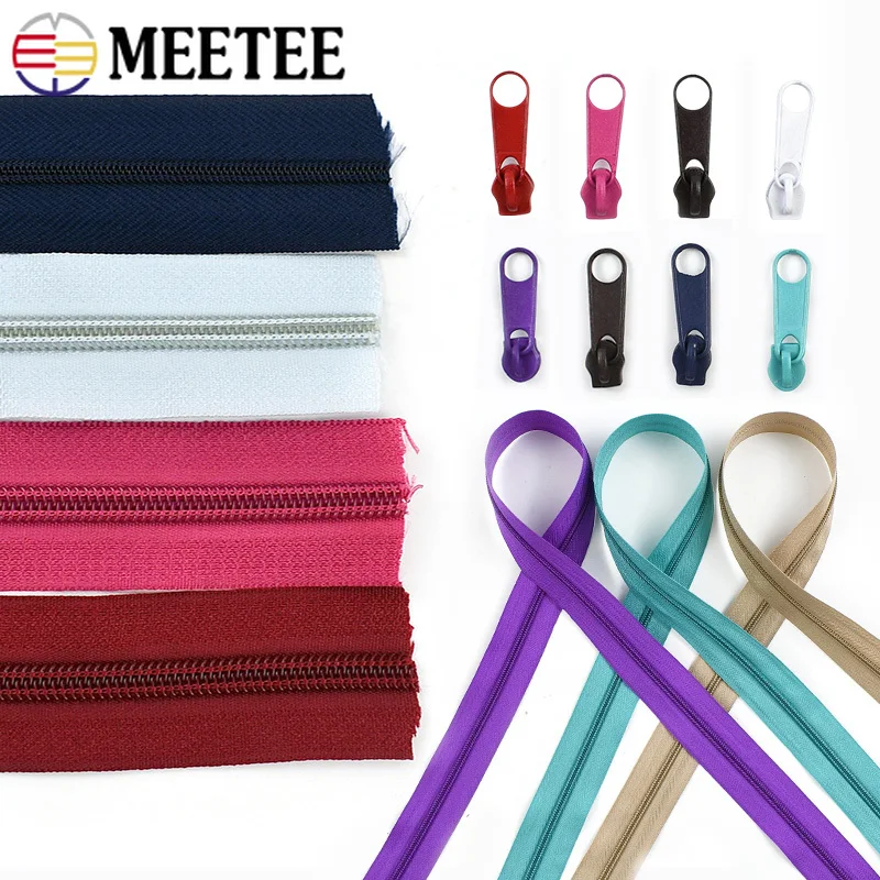 5/20セット ミーティー3 #   5 #   ナイロンジッパー、ジッププル付き、ポケット閉鎖用、ジップバッグ装飾、ジッパー修理キット、DIY縫製アクセサリー