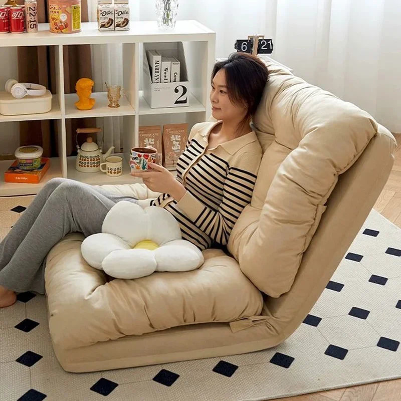 Foldable Lazy Sofa Bedroom Tatami Sets Bed Back Balcony Large Chair Foldable Chair Lounge Sofa Living Room Single Recliner 2025