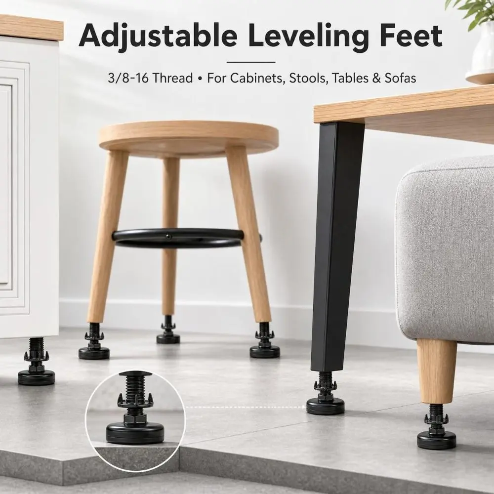 4pcs Adjustable Height Furniture Leveling Feet Stable Support Rust-Proof Furniture Leveling Legs Load-Bearing Floor Protection