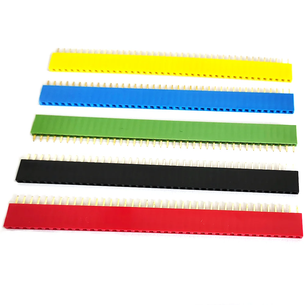 10PCS 2.54mm Single Row Female Pin Header Connector 2/3/4/6/8/10/16/40p Strip Pinheader PCB Board Colourful Socket For Arduino
