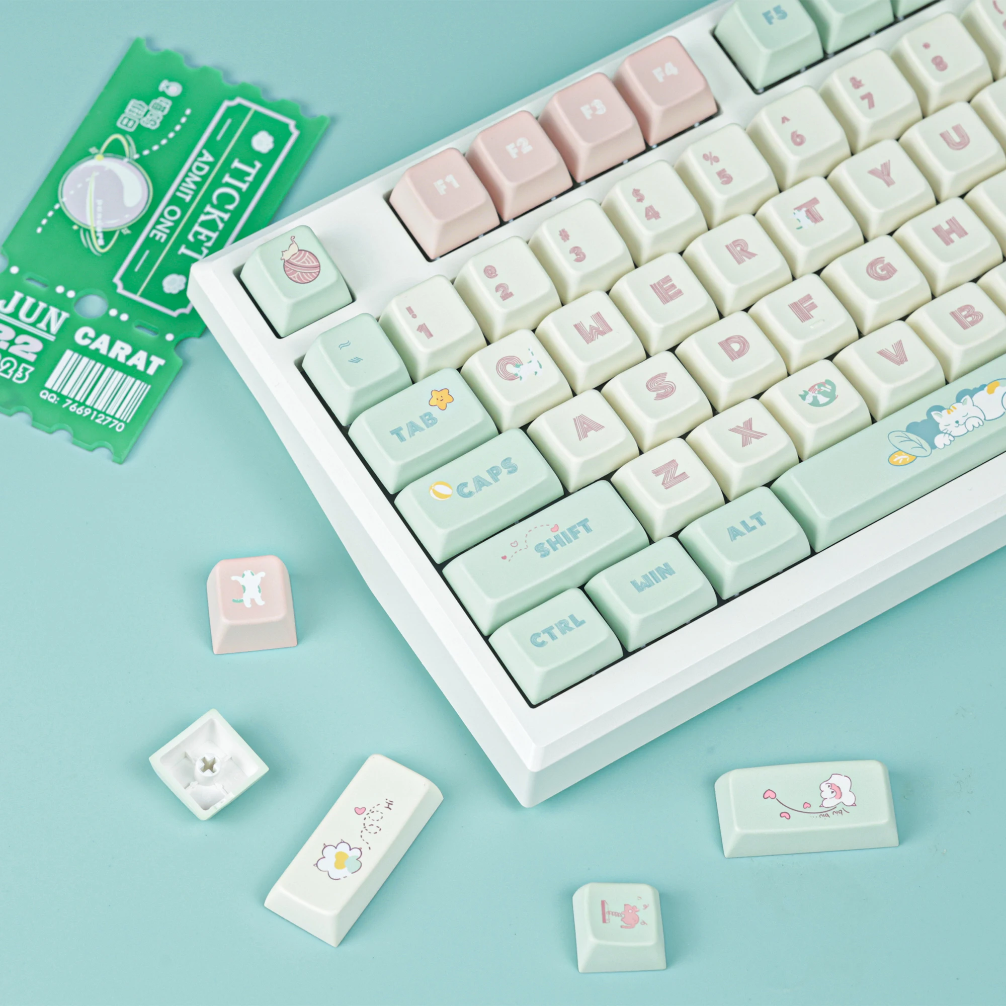 Chosfox Meow Holiday keycaps Keyboard Keycap Set PBT Keycaps Thermal Sublimation ProcessCustom Mechanical Keyboard keycaps