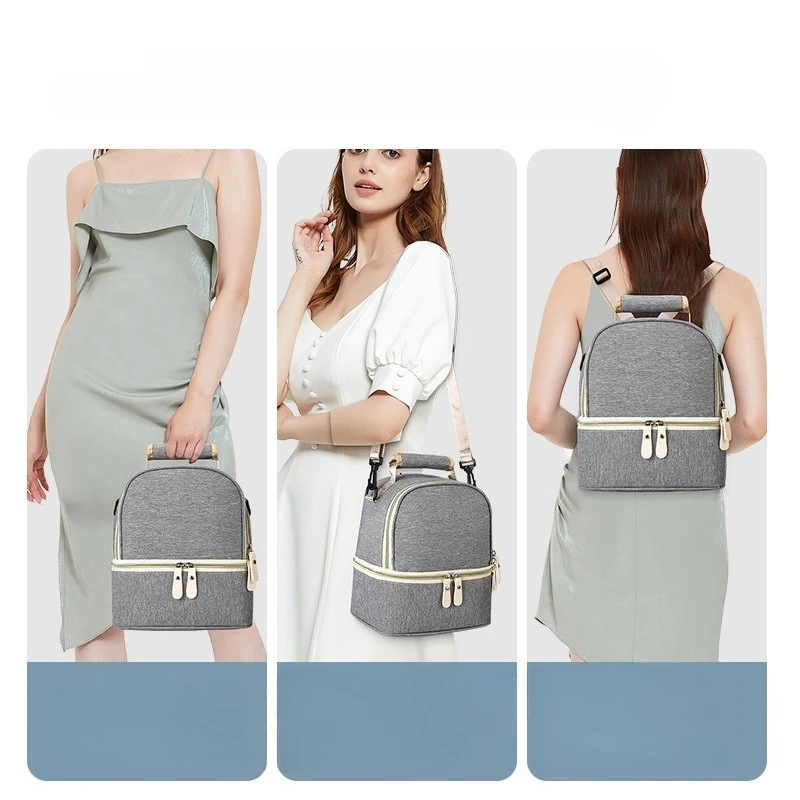 حقيبة حليب الثدي بطبقة مزدوجة INS كاجوال عصرية معزولة لتخزين الرضاعة الطبيعية حقيبة سفر محمولة للاستخدام الخارجي للأمهات #4