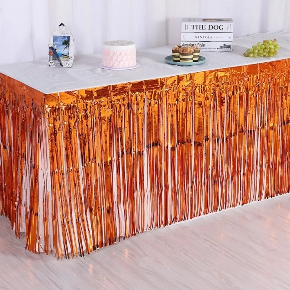 Falda de Mesa Colorida de Moda, Multicolor, 275*75cm, Cortinas con Flecos Metalizados, Manteles, Decoración de Mesa