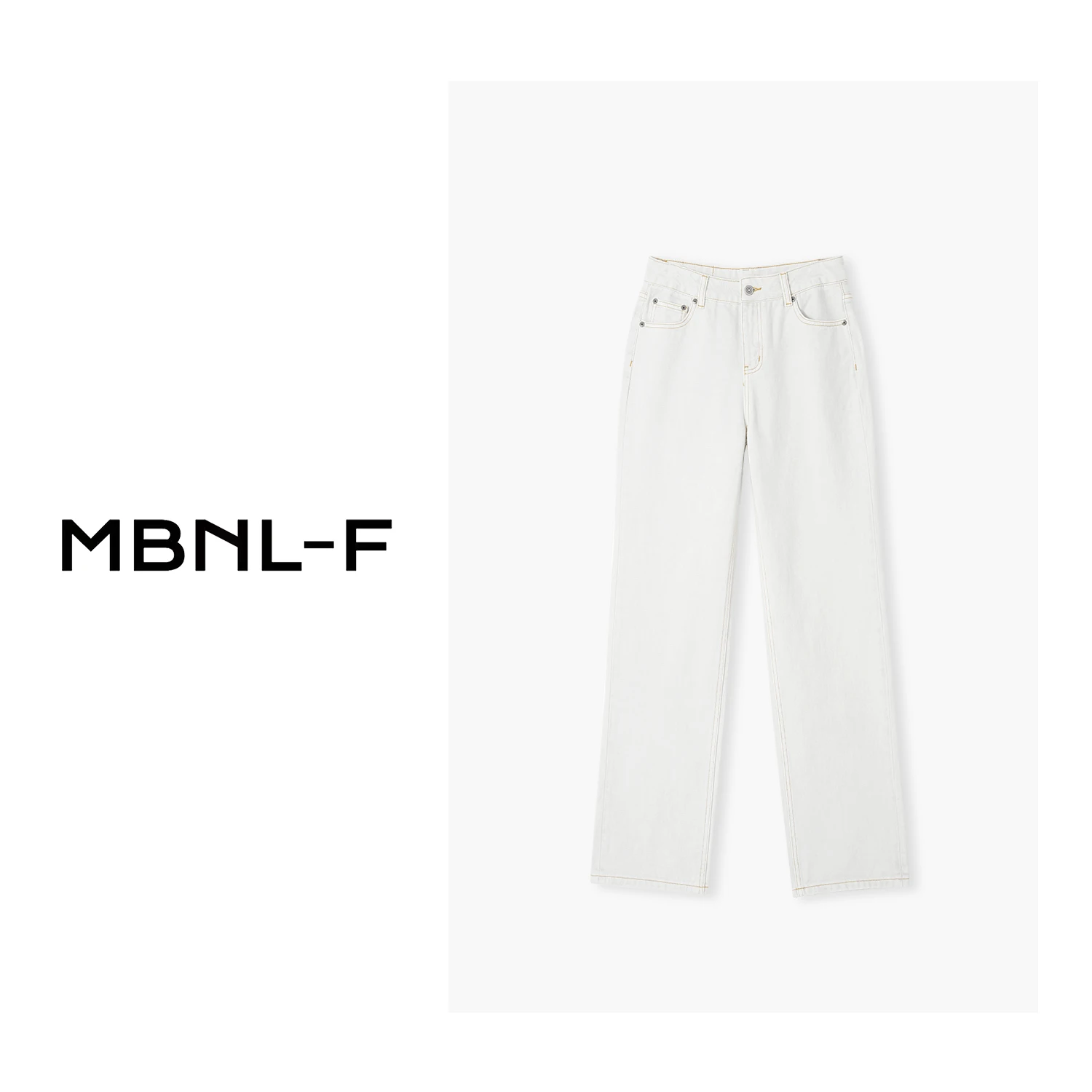 

Джинсы женские MBNLF Pure White Denim Casual Long Pants XM230022 с высокой талией, прямые, синие, осенняя мода, премиум качество