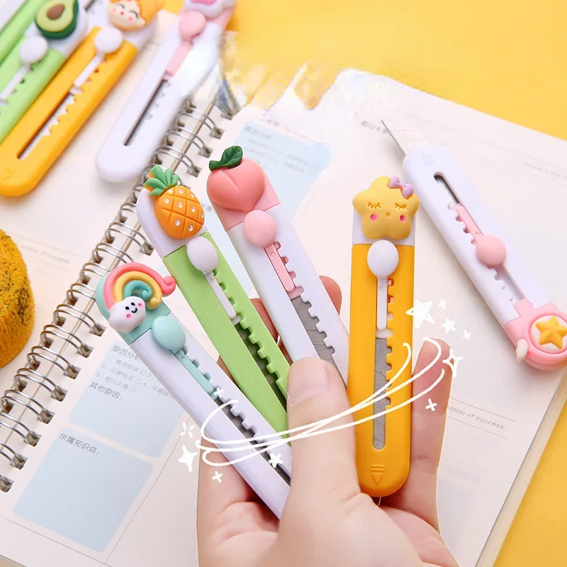 Frutas Kawaii e Animais Liga Mini Faca Utilitário Portátil, Cortador de Carta, Abridor de Envelope, Faca Correio, Escola e Material de Escritório