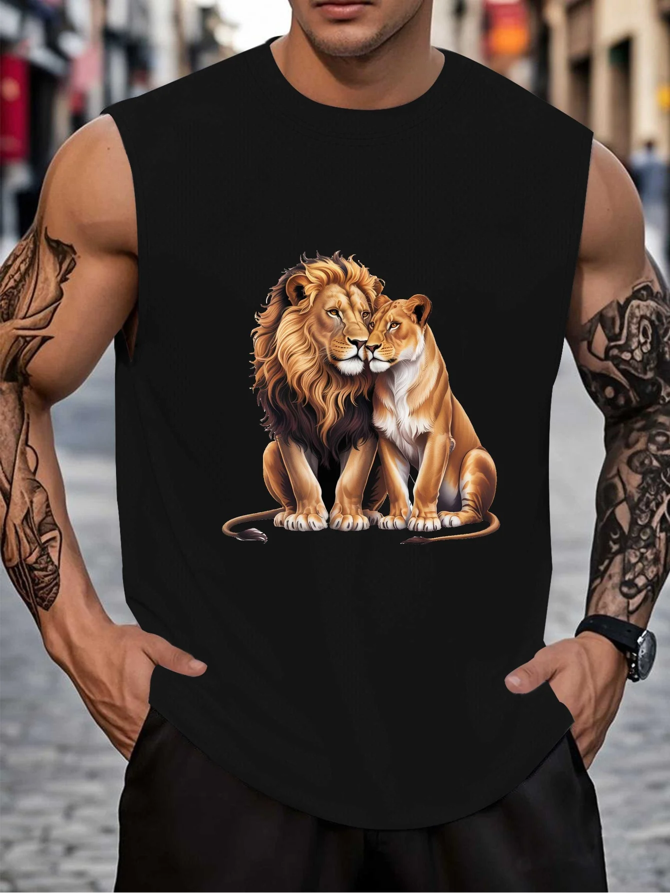 

Мужская майка с принтом - дышащий спортивный топ без рукавов, подходящий для занятий фитнесом и летнего ношения.