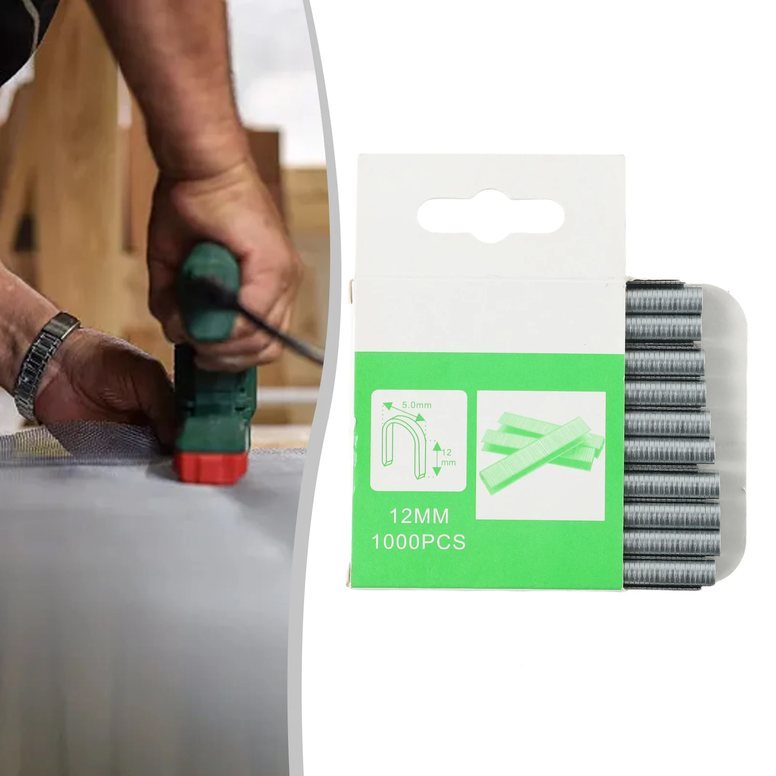 Werkzeuge Heftklammern Nägel 1000 Stück 12 mm/8 mm/10 mm Brad Nails Verpackung Silber Hefter Stahl T-förmige U-förmige Holzmöbel