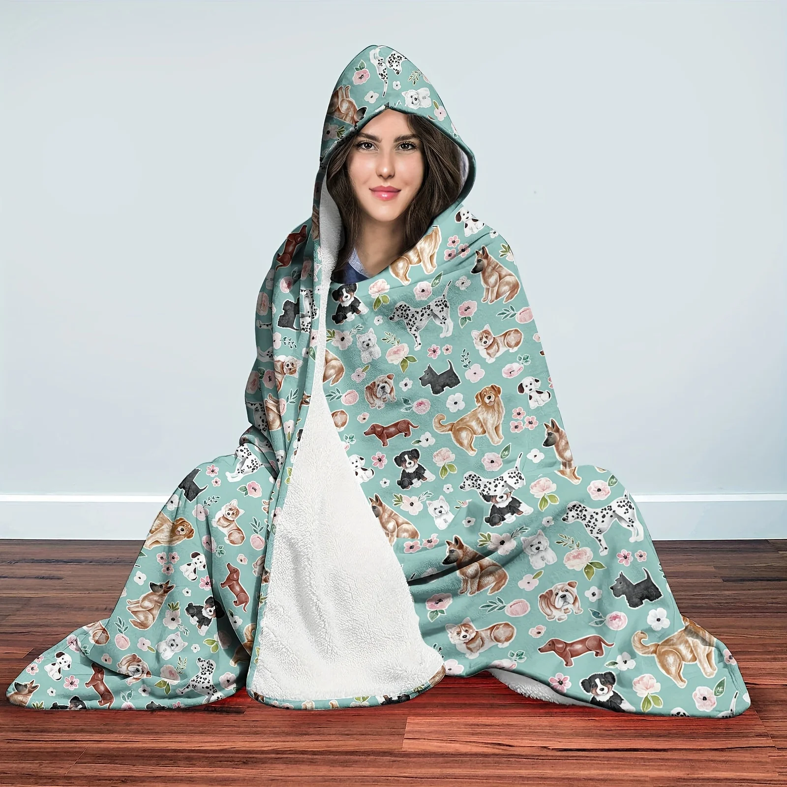 Launch a Hooded Blanket with Animal Patterns, Featuring Digital Printed Flannel. This Magical Hat Blanket Is Soft And Warm
