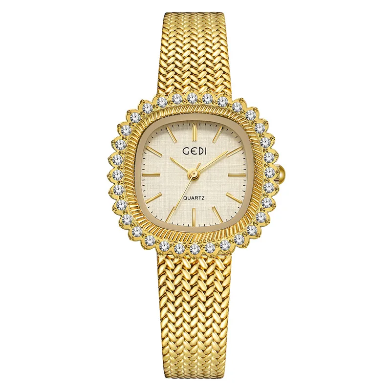 UTHAI Women Watch Brand Medieval Wheat Gold Light Luxury Diamonds Retro Waterproof Ladies Fashion High Grade Quartz Watches