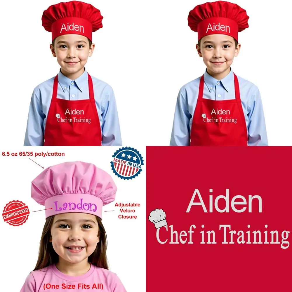 

Набор детских фартуков и поварских колпаков с вышивкой для веселых кулинарных занятий