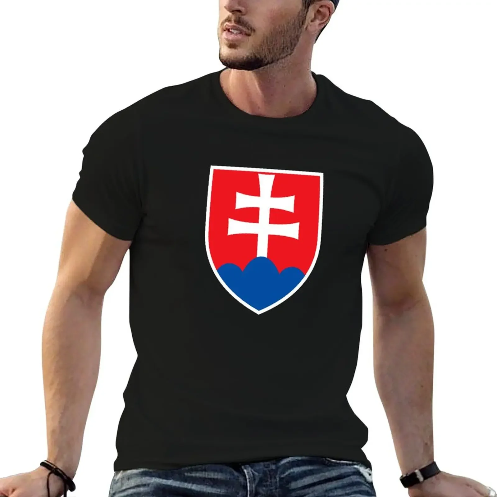 Slovakia Coat of Arms T-Shirt baggy shirts anime clothes blanks plain black t shirts men