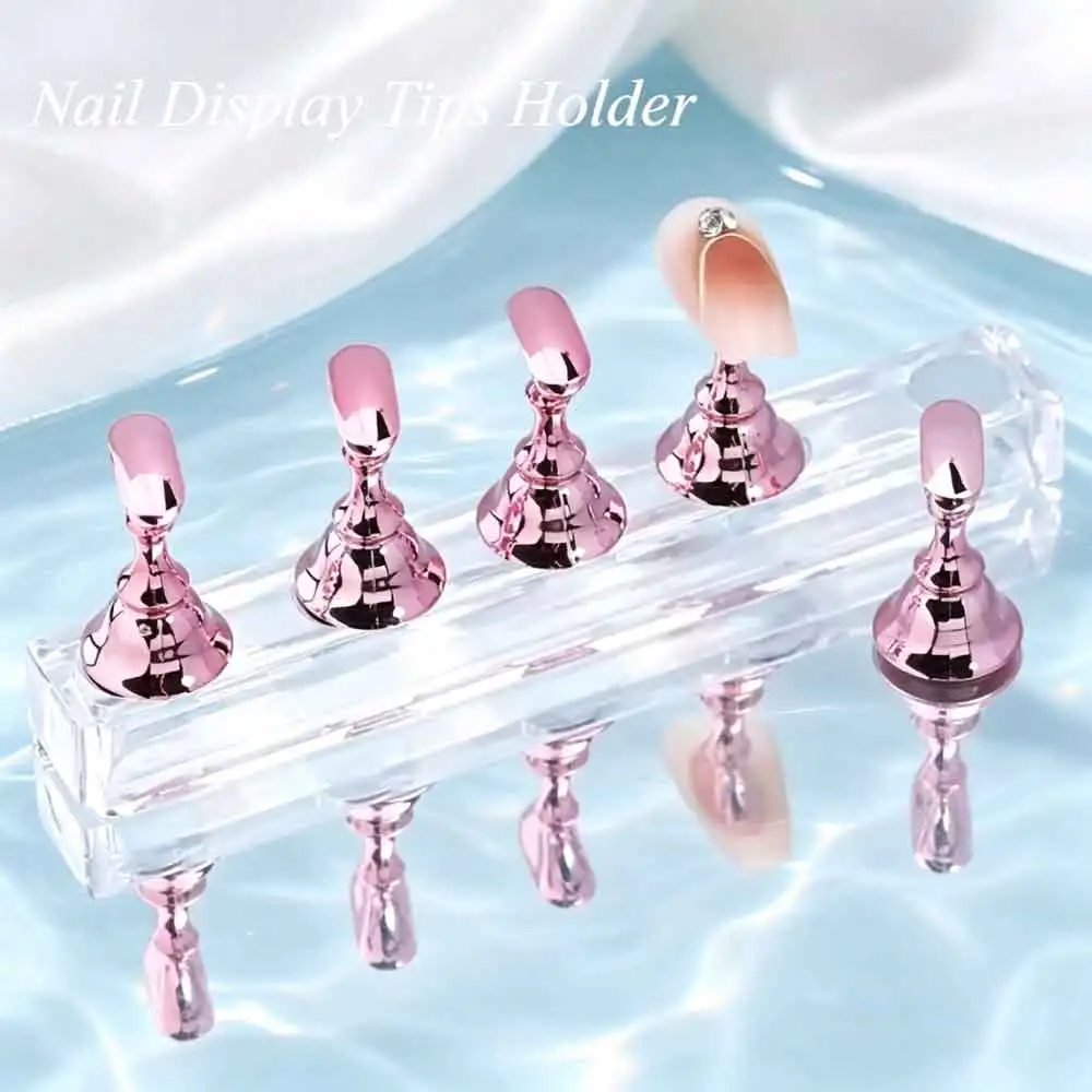 5Pcs 7 Color Press Magnetic Nail Holder On Nail Showing Shelves Nail Art set Display Stand Tool Practice Display Stand With Base