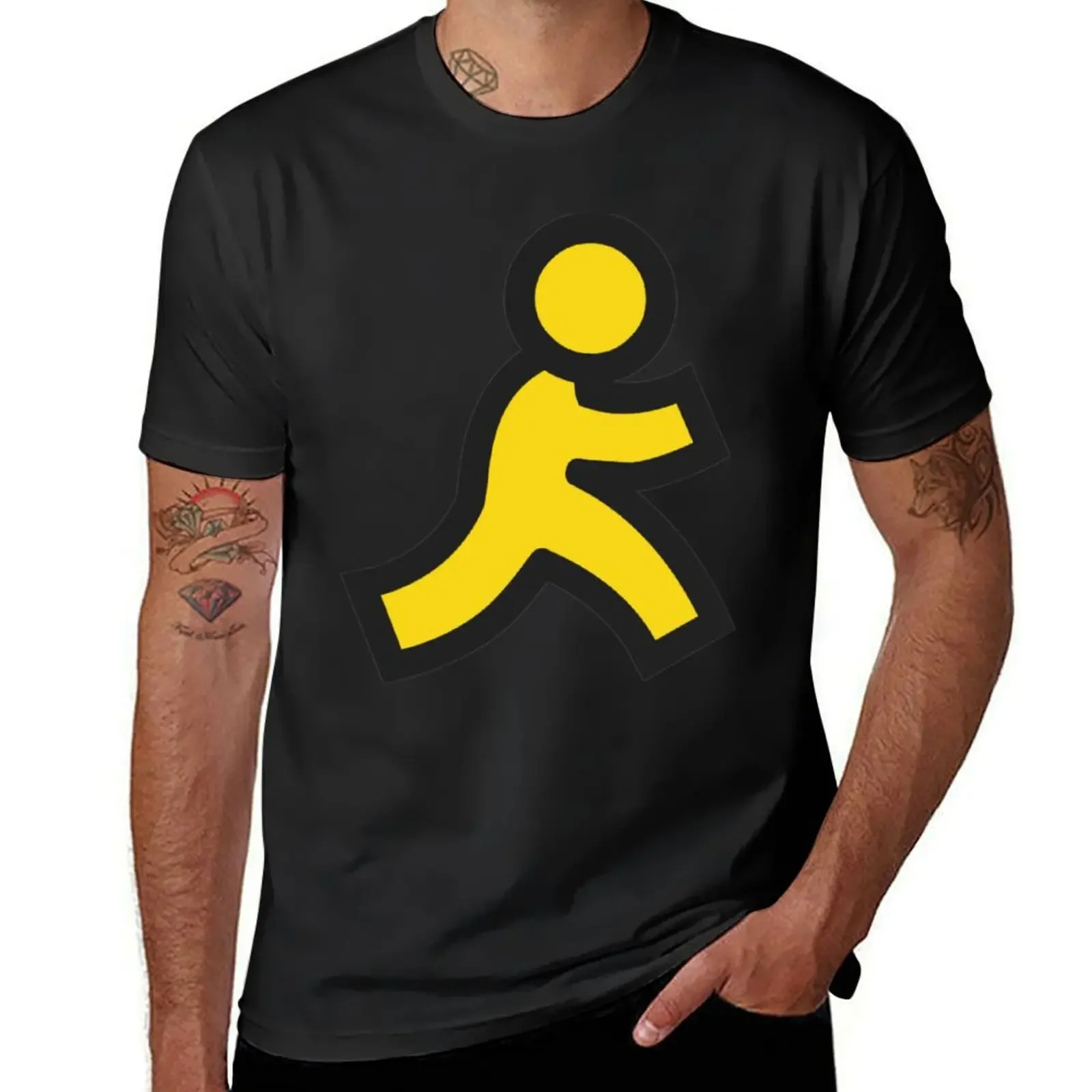 Little Yellow Running Man America Online AOL T-Shirt anime graphic t shirts T-shirts for men cotton