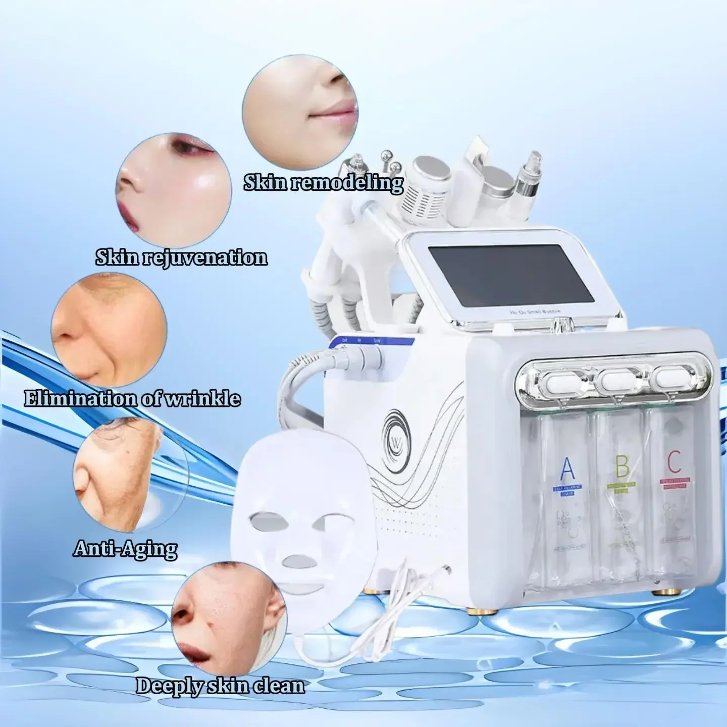 7in1 Hydro Dermabrasion Device Deep Cleans Skin Hydrates Lifts And Rejuvenates Portable Water Oxygen Jet Facial Diamond Peeling