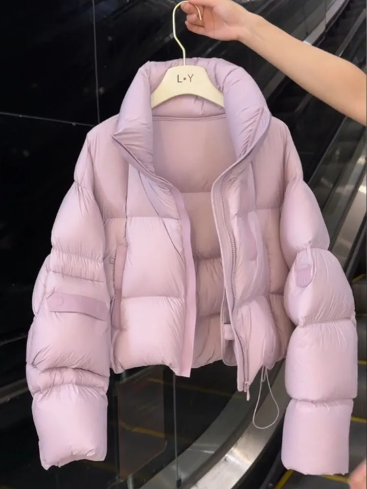 Coréen Sle rose ort Puffer Jaet femmes hiver Faion pain manteau Thi vêtements d'extérieur coupe droite 90% vers le bas fibre de Polyester