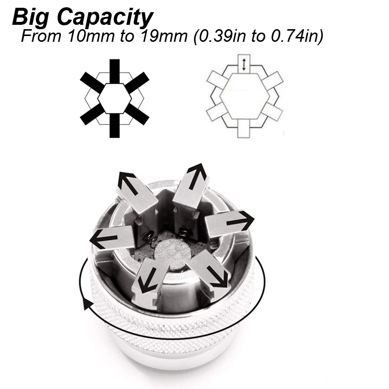 Universele Hex Ratel Sleutel Mof Mouw Magic Head Verstelbare Moer Reparatie Handgereedschap Boormachine Adapter 3/8 1/2 3/4 Inch