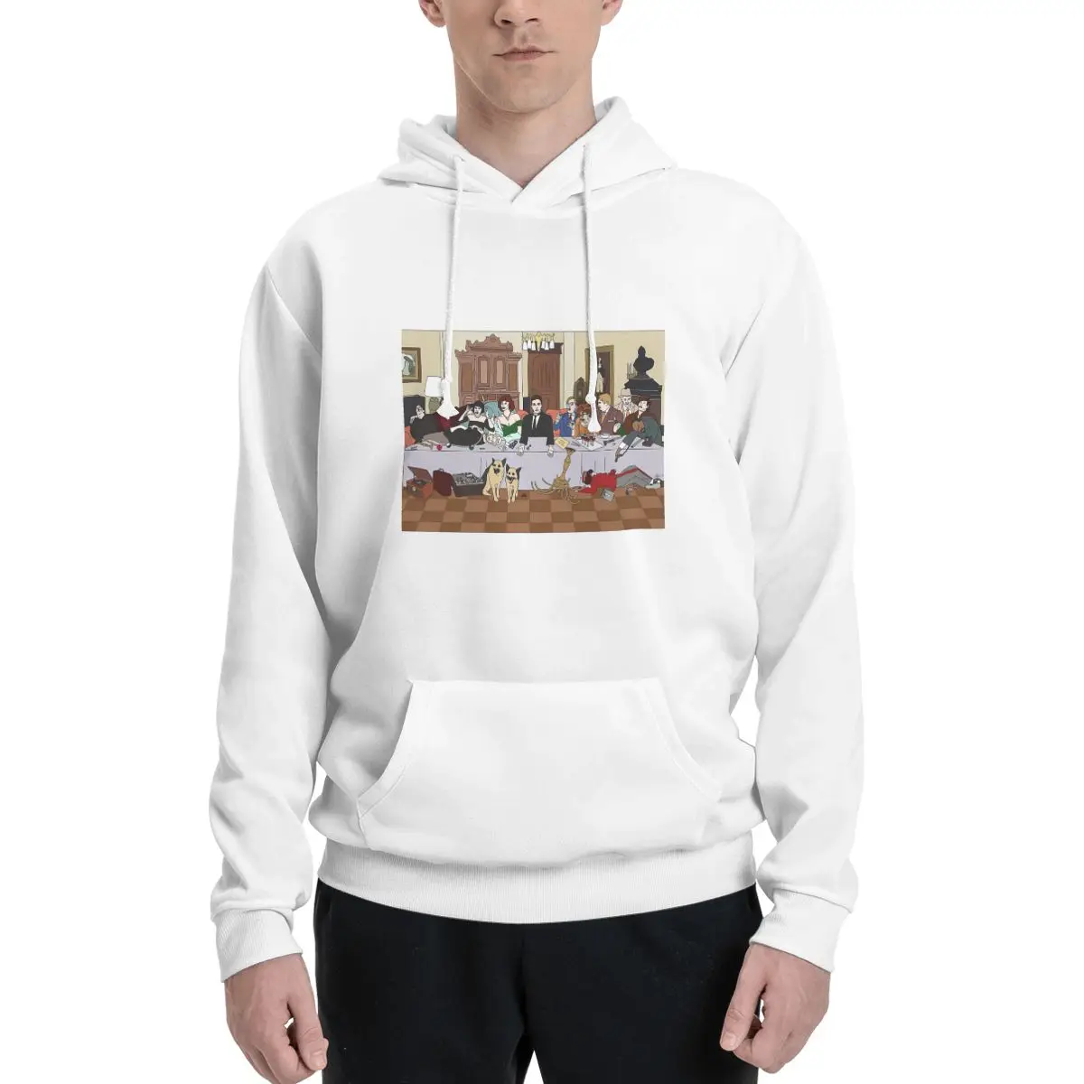 Sweat à capuche en polyester pour homme, The Last Supper At Boddy Mansion, Warm Dif Colors