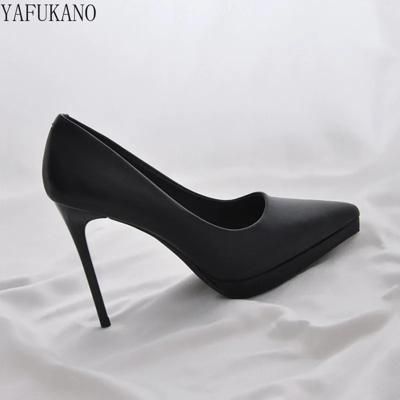 Designer Brand 11Cm Platform High Heels Sexy Pointed Toe Women Pumps 2024 New Matte Leather Elegant Ladies Party Prom Shoes