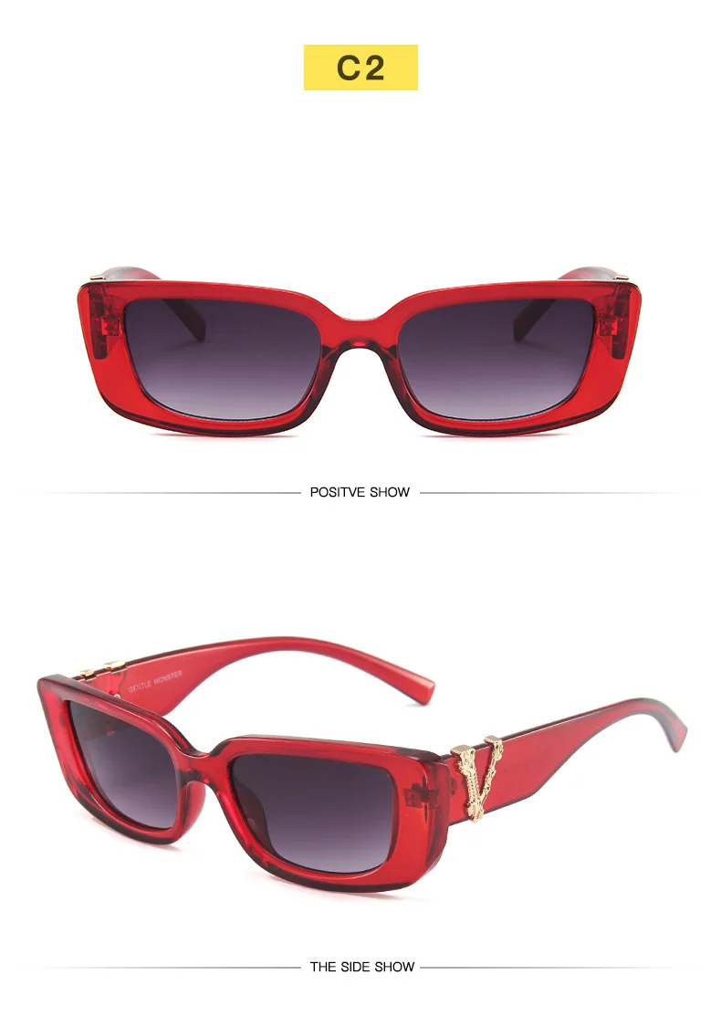 Vintage Rechteck Quadrat Sonnenbrille Frauen Marke Designer Retro Kleine Katze Auge Sonnenbrille Für Damen Klassische Schwarz Oculos De Sol – Detail 8
