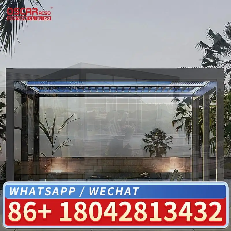 10x10 13x10 Ft Motorized Electric Aluminum Louvered Pergola Cover Bioclimatic Roof Luxury Patio Louver Pergola