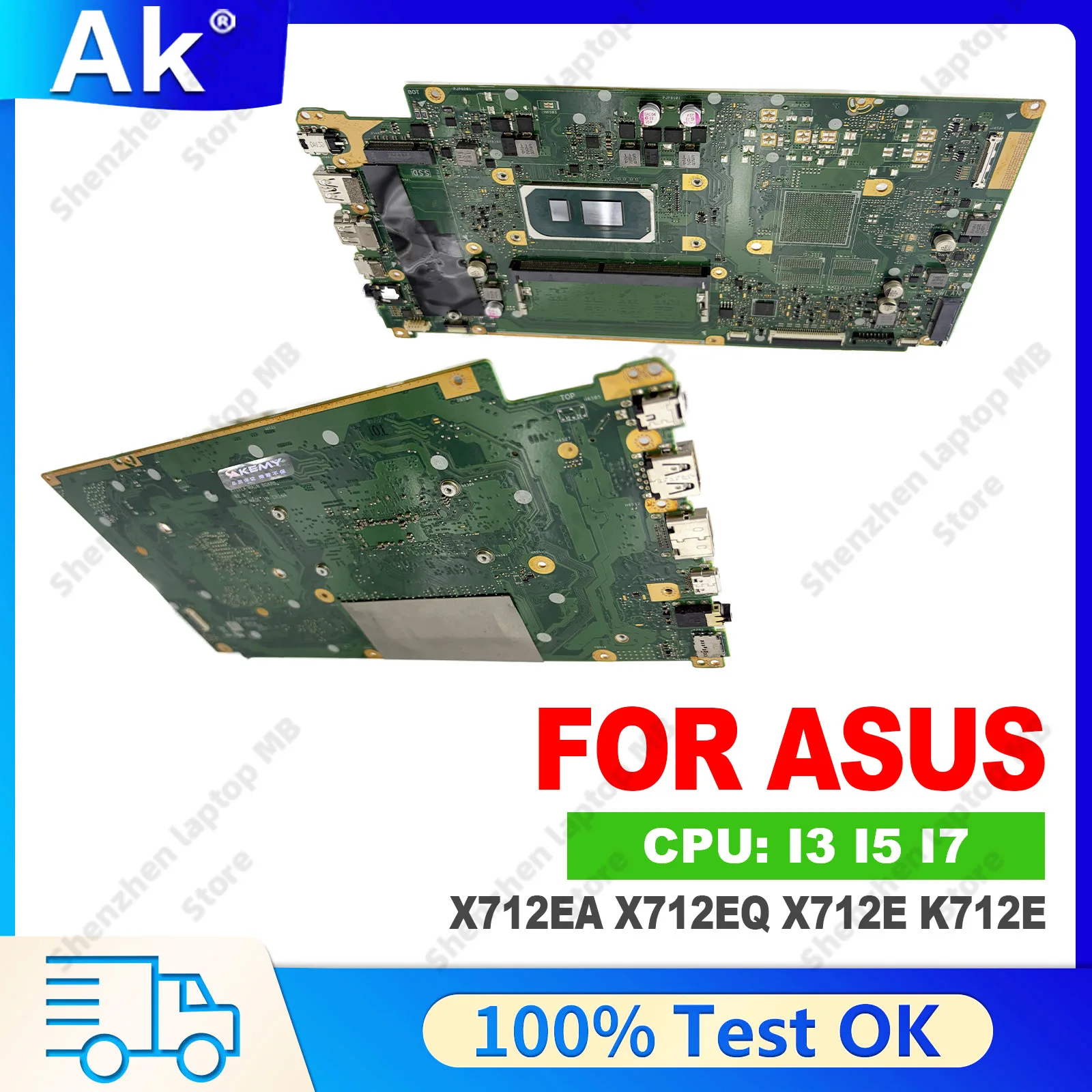X712EA Laptop Motherboard For ASUS VivoBook With Gen I3 I5 I7 11th 4G/8G-RAM X712EQ X712EA Mainboard X712E K712E 100% Tests OK