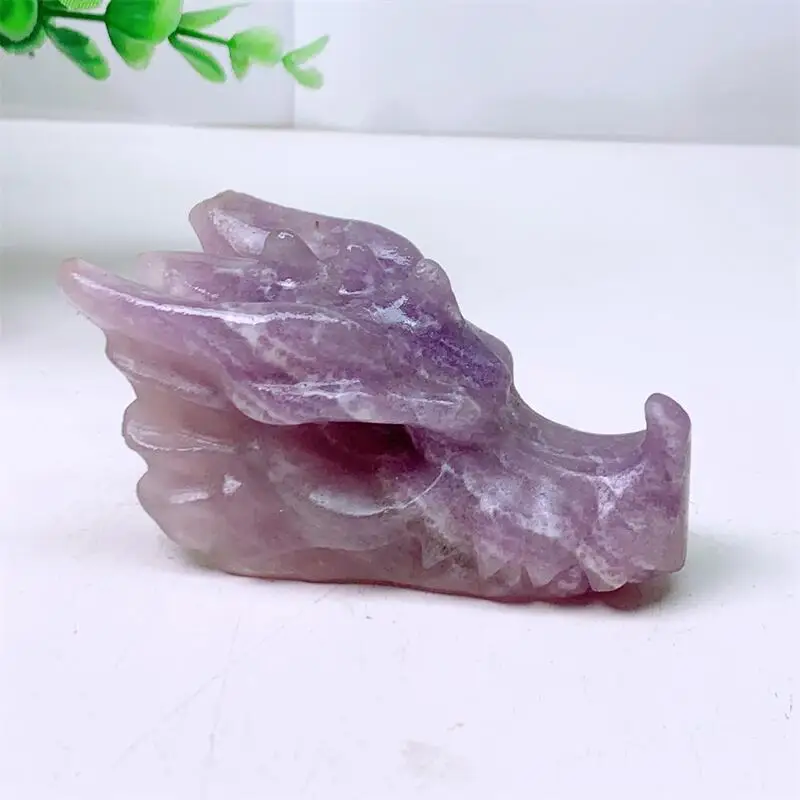 Natural Spurple Mica Dragon Skull Mineral Crystal Healing Fengshui Head Statue Animal Room Decoration Gift 1pcs