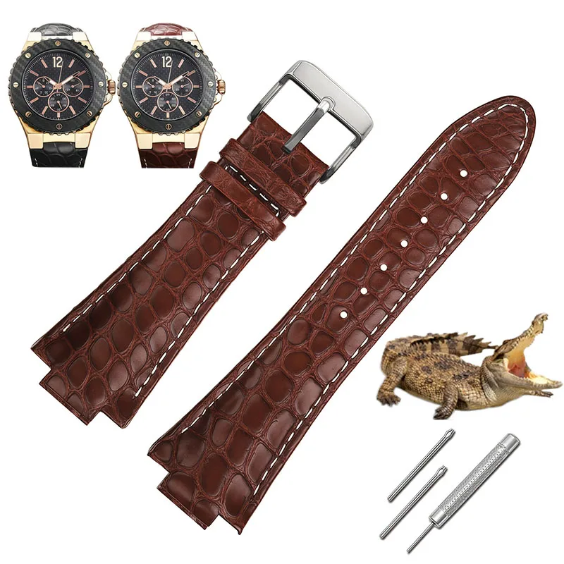 

26x14mm Crocodile Leather Watch Strap for GUESS Series Men's Black Brown W0149L5 Replacement Band Wristband Watch Accessories