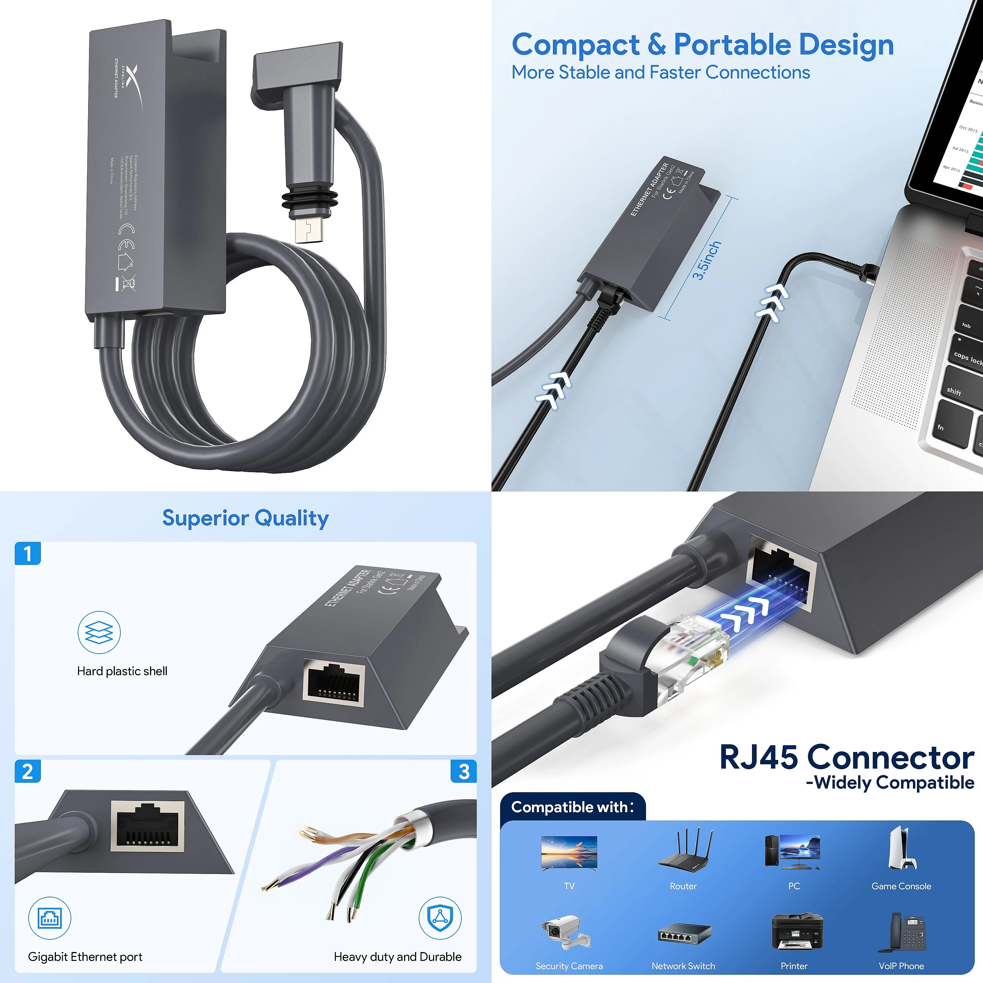 EDUP Starlink Ethernet Adapter for Starlink Satellite Internet High Performance Quality Reliable