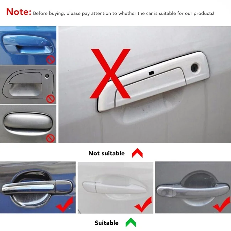 8PCS Car Styling Scratches Transparent Door Handle Bowl Protector Sticker Film For Toyota GR Sport CHR Yaris Hilux Rav4 Supra