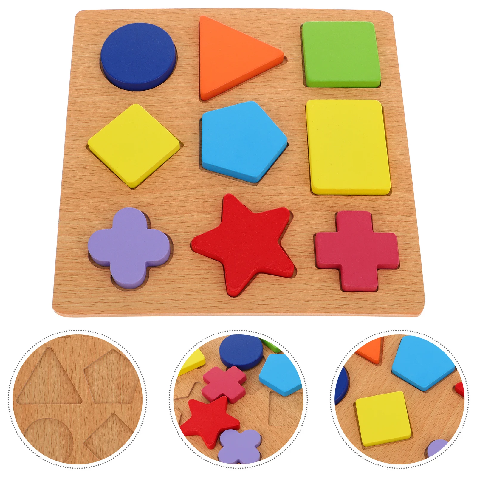 ชุดตัวต่อไม้รูปทรงเรขาคณิต 1 ชุด เกมจับคู่คณิตศาสตร์เพื่อการศึกษาสำหรับเด็กเล็ก ตัวต่อไม้ฝึกทักษะ