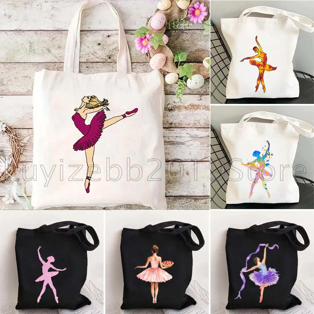 

Балерина для девочек, силуэт, танец любви, балерина, гимнастика, милые подарки, холщовая большая сумка, сумка-шоппер, многоразовые сумки для продуктов