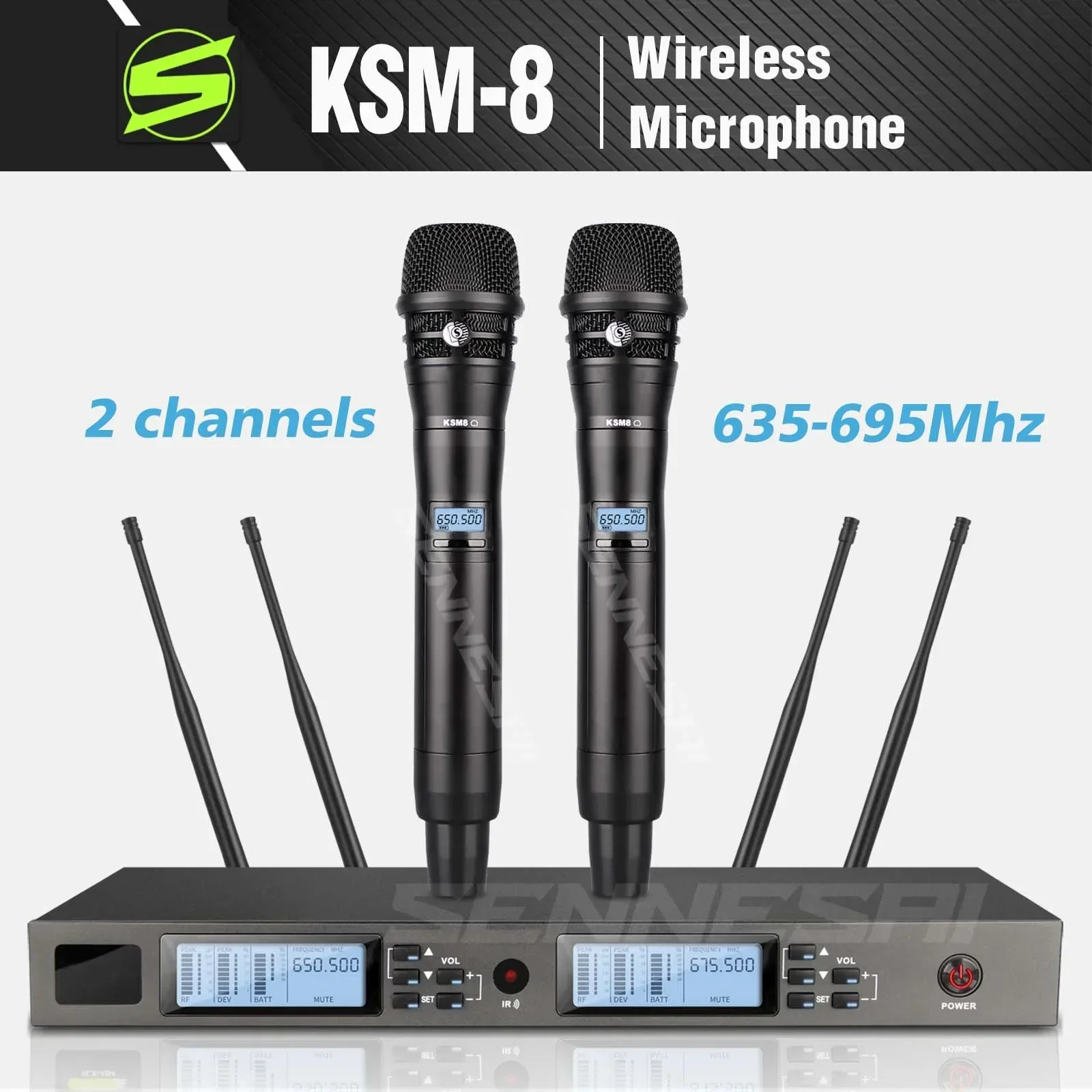 

SENNESAI SLX-AD4 KSM8 Wireless Microphne Dynamic Stage Performance Hip Hop Home KTV UHF Professional Dual Metal Handheld