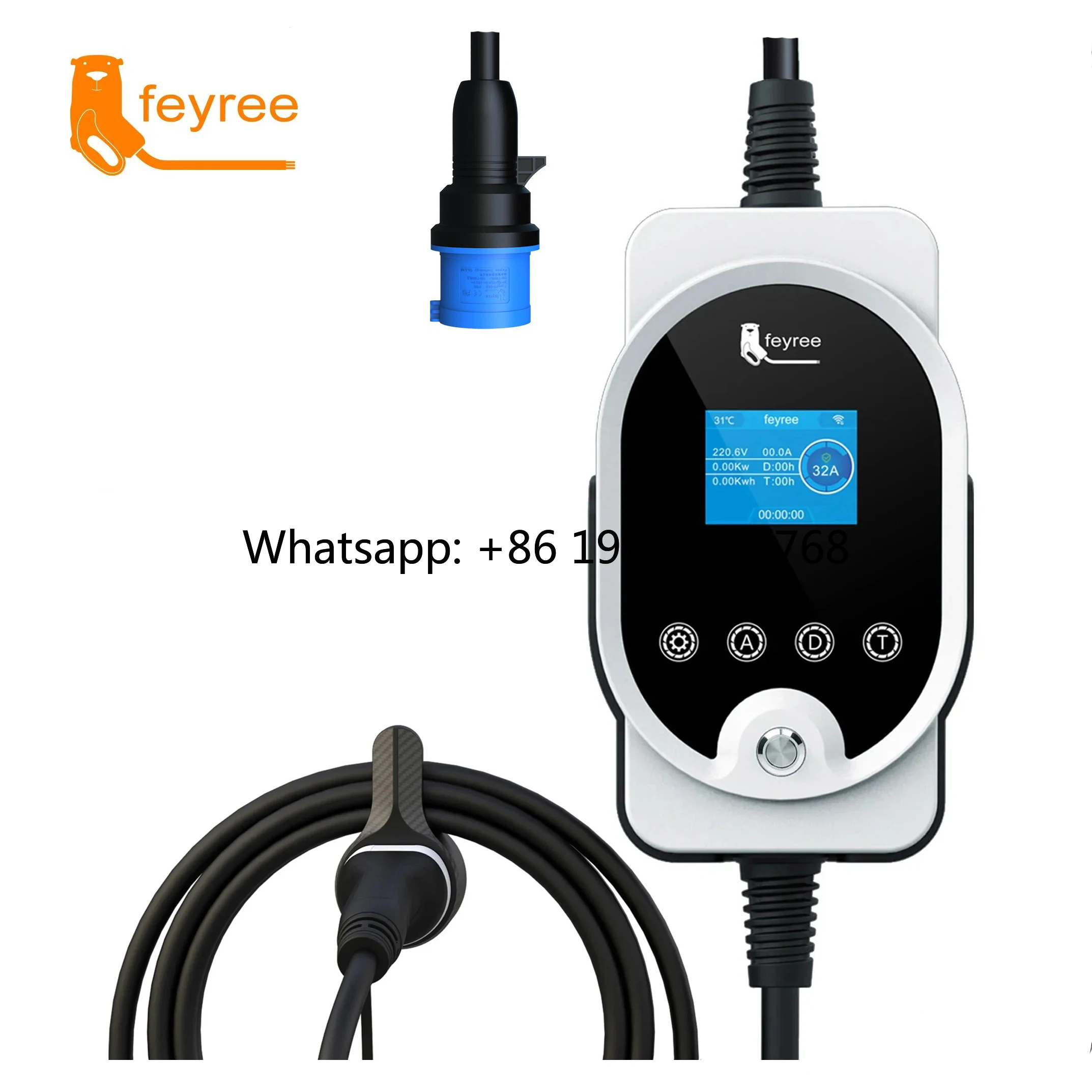 

Feyree 32A Portable EV Charging Station Type 2 IEC 62196-2 AC Fast Charger Level 2 Charging Power at 22KW New Condition