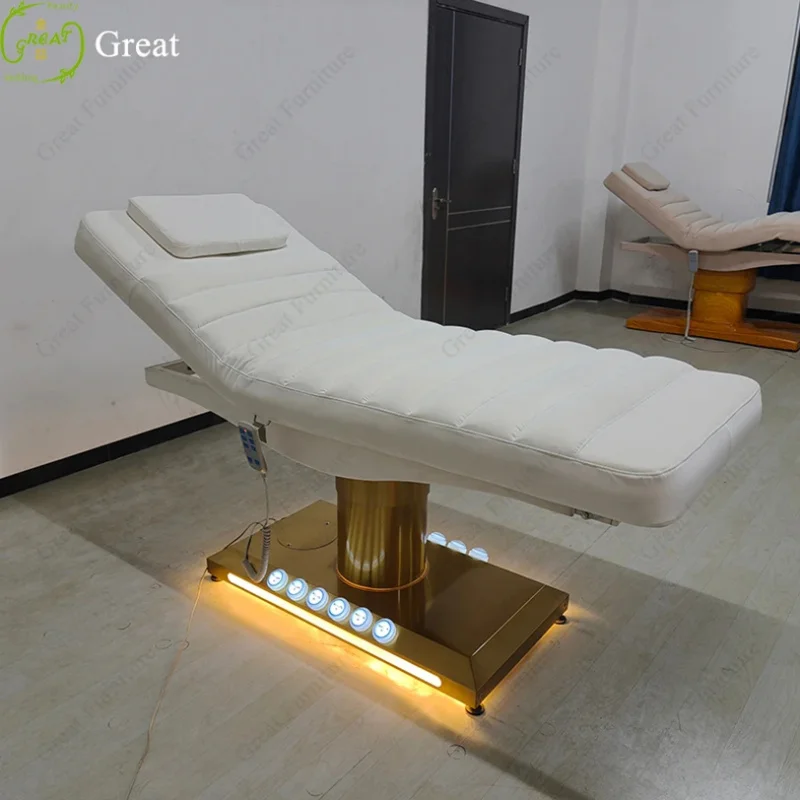 Modern Beauty Salon Equipment Gold Base Spa Bed Massage Table and Beds