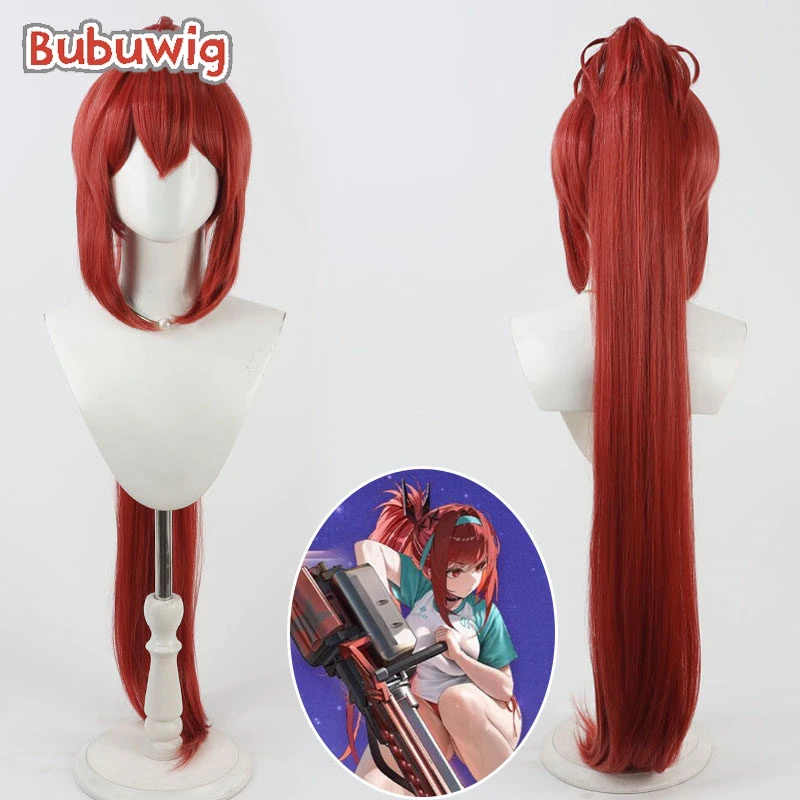 

Bubuwig Synthetic Hair Rapi Cosplay Wigs Nikke The Goddess of Victory Rapi 100cm Long Straight Red Ponytail Wig Heat Resistant