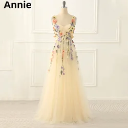 Annie Fairy Prom Dresses 3D decals Evening Dress فساتين سهره فاخره  Formal Occasions Tulle A-Line Graduation Party Dresses